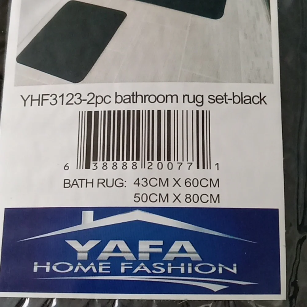 Black Bath Mat Set (Non Slip Backing)